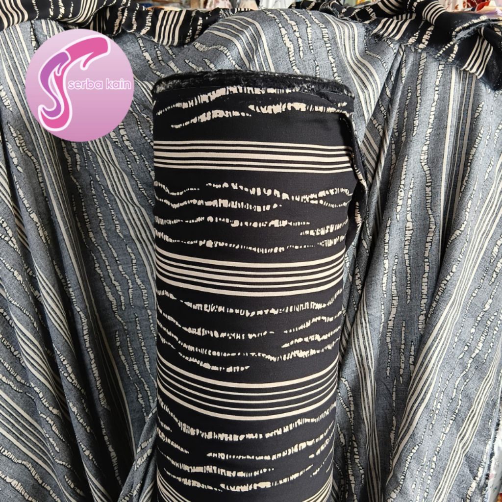 Kain Rayon Viscose Motif Salur Abstrak Terbaru