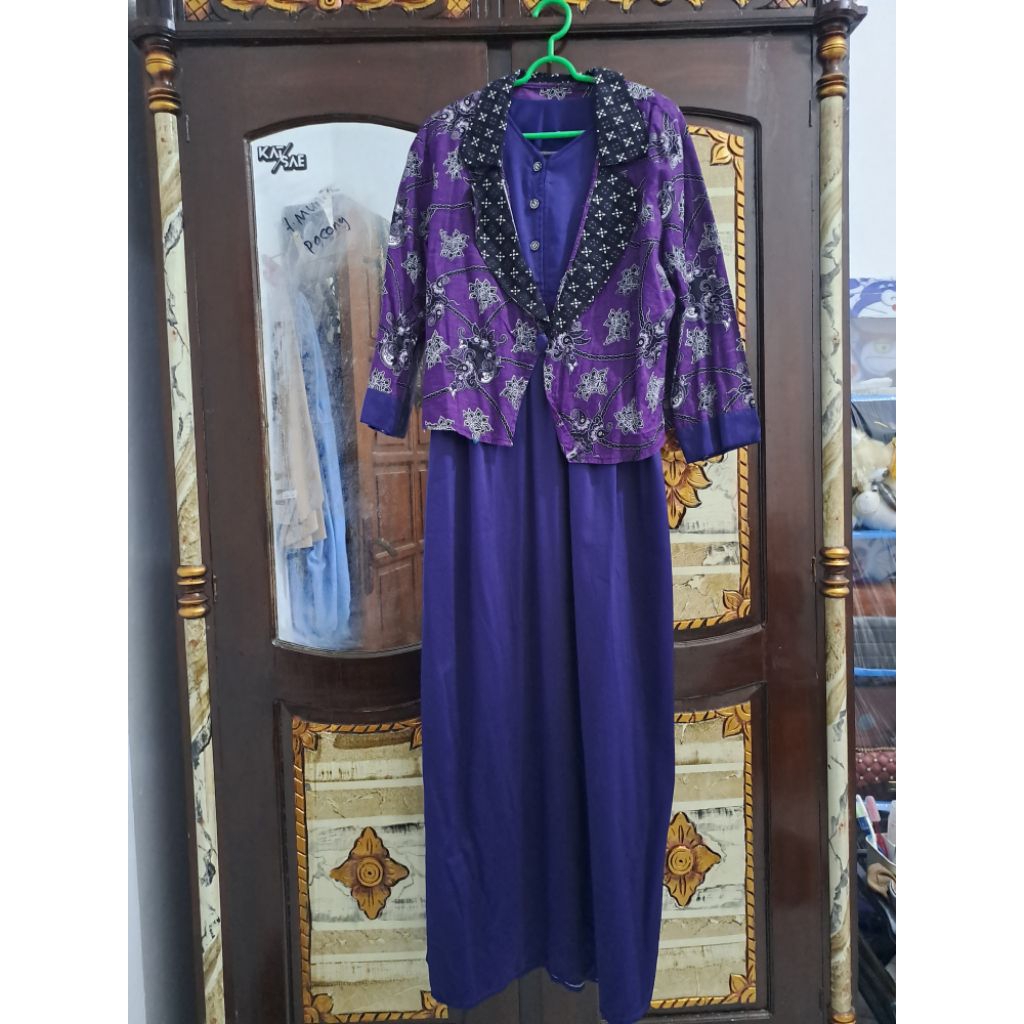gamis batik set rompi