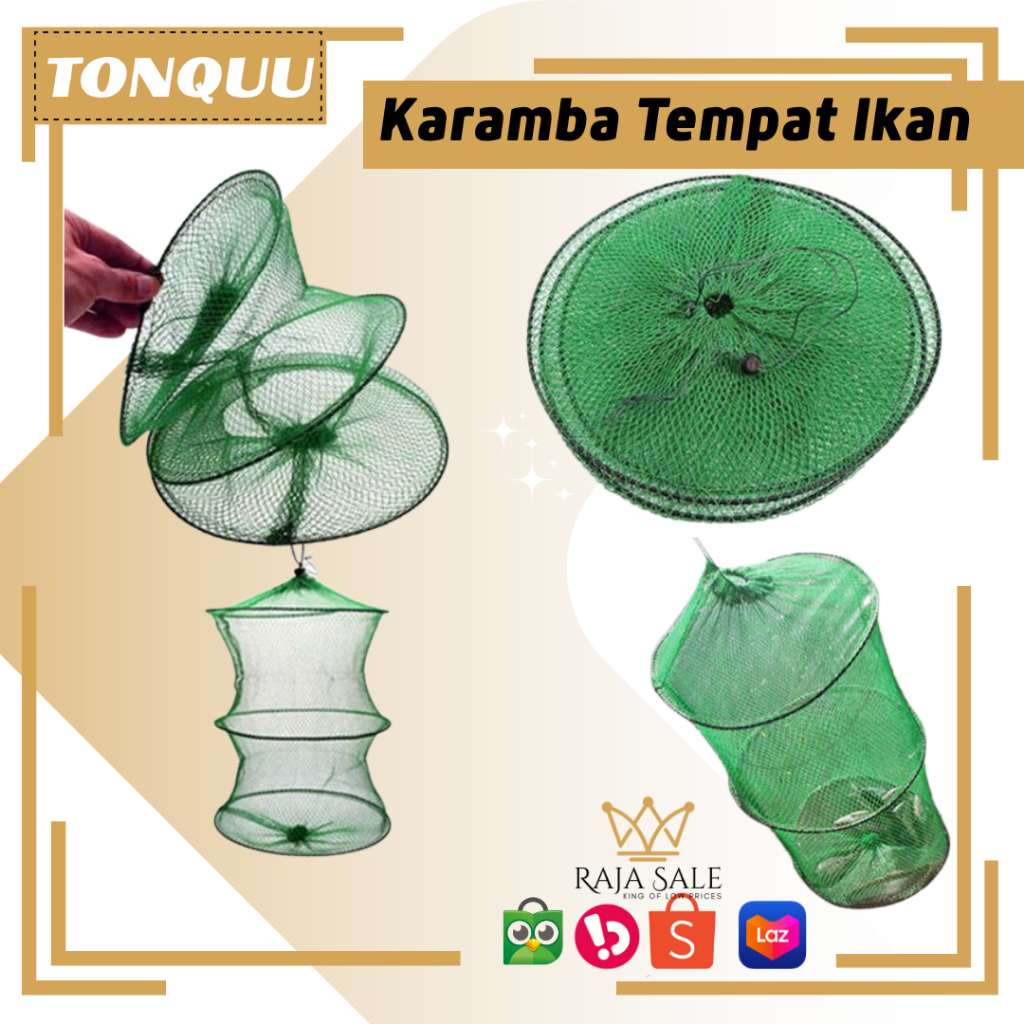 Karamba Tempat Ikan, Jaring Pancing Ikan Udang Murah dan Awet, Fishing Net Foldable 2 Layers