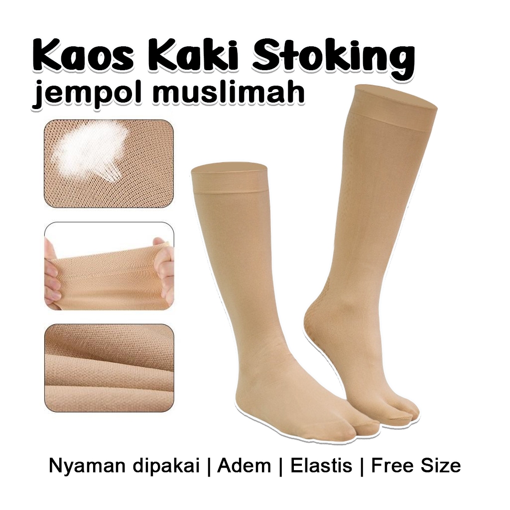 Kaos Kaki Stoking Jempol Warna Kulit Panjang Selutut Stocking Pria Wanita Penutup Kaki Halus