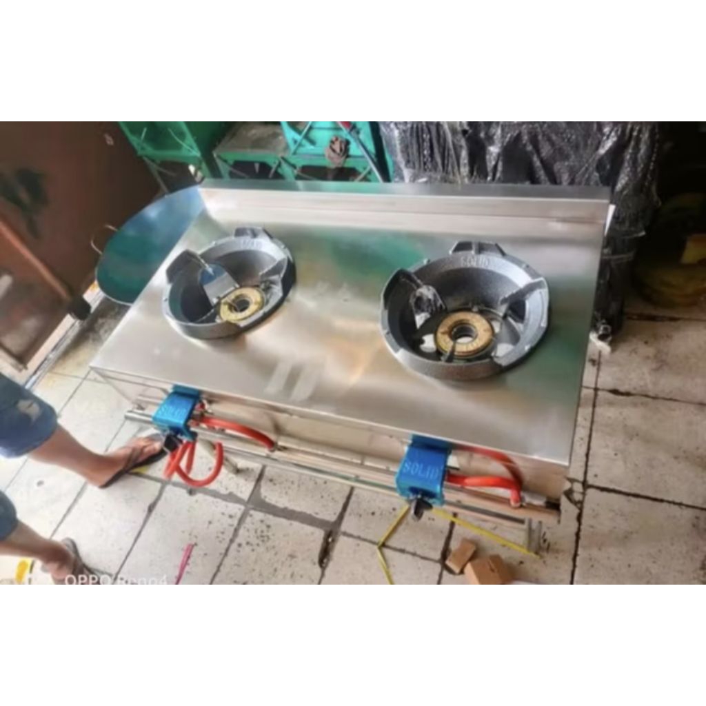 KOMPOR GAS HIGH PRESURE MEJA STAINLESS 201/KOMPOR API BESAR 2 TUNGKU
