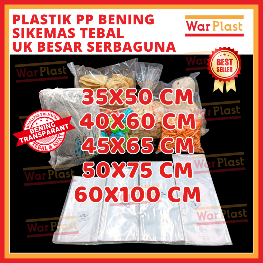Plastik PP Bening Sikemas Tebal Ukuran Besar 60x100 | 50x75 | 45x65 | 40x60 | 30x45 | 30x50 Premium