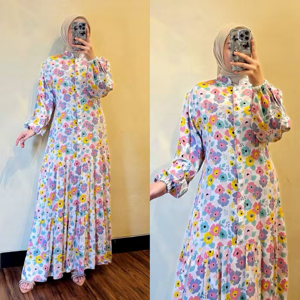 GAMIS UMPAK ZARA DRESS REMPLE SUSUN MOTIF FLOWER