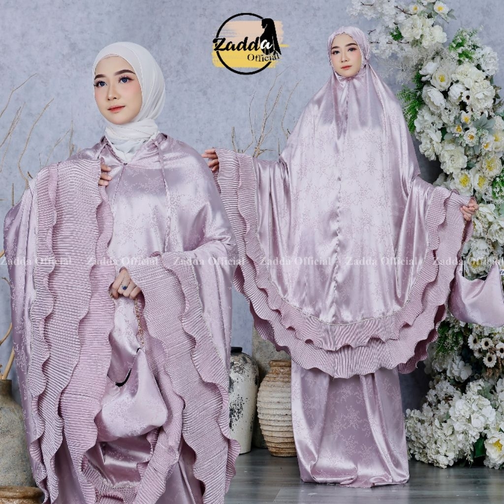 Mukena Dewasa Sutra Premium Renda Plisket Mewah Jumbo