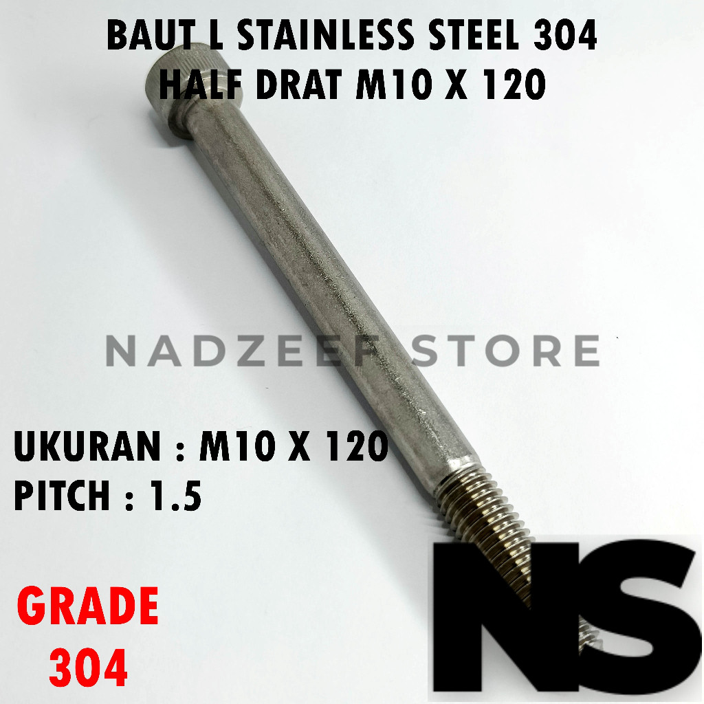 Baut L Stainless Steel M10X120 M10 X 120 Half Drat