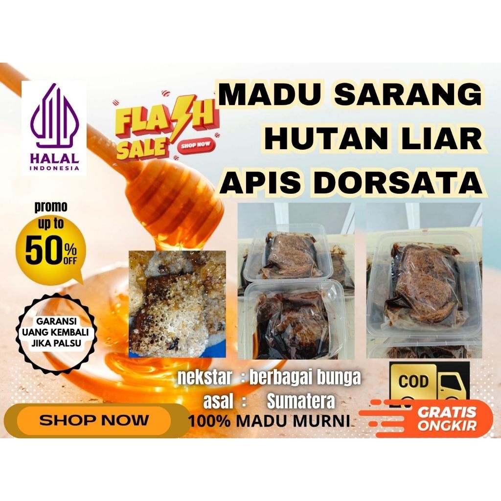 MADU SARANG HUTAN LIAR DORSATA / LIAR BUKAN TERNAK/ MADU SARANG MURNI ASLI GARANSI 100%.