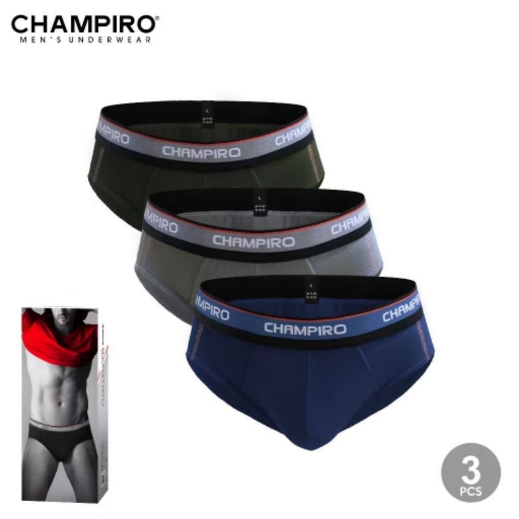 [ 3pcs ] CD Champiro 0363-C Karet Boxer | Celana Dalam Pria Champiro Polos | Cd Champiro Cowok