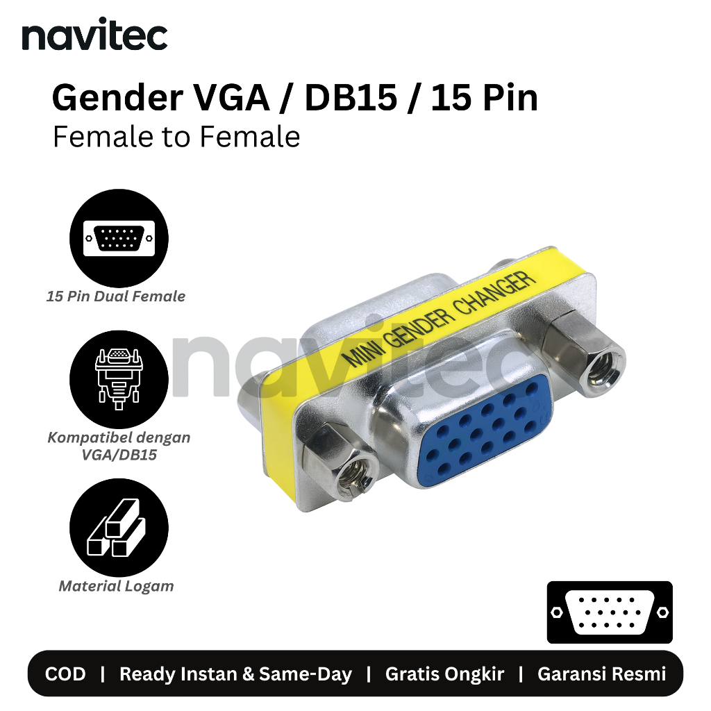 Gender Changer DB15 / VGA Female - Female Konektor 15 Pin DB15 Adapter