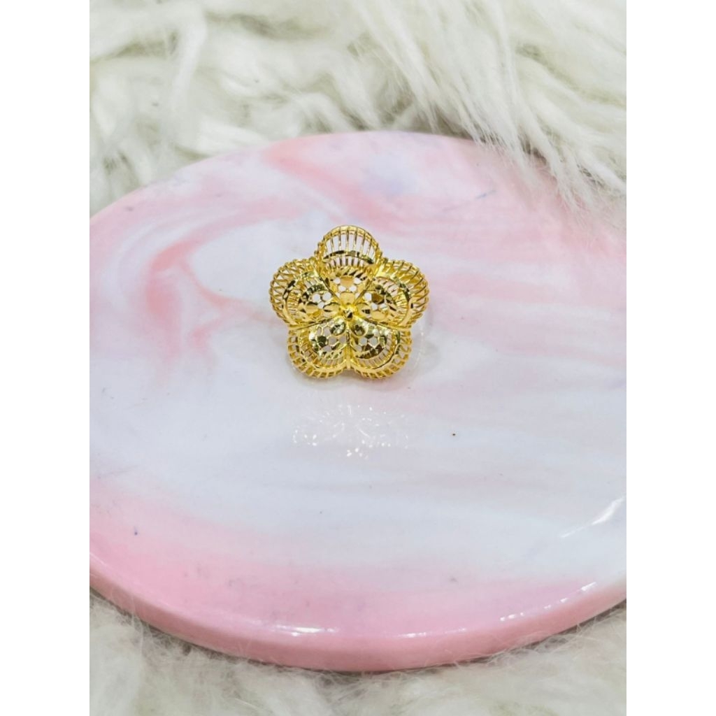 cincin bunga kerawang uk 14 simple mewah emas asli kadar 700