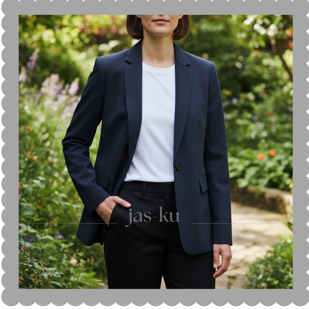 JAS-KU | Jas Wanita Viral Kekinian Warna Navy Polos Jas Resmi Formal Blazer Murah