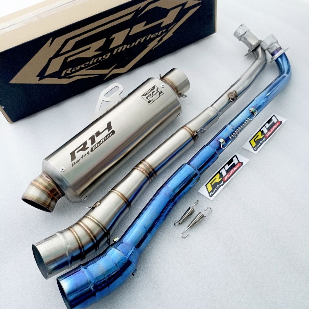 Terlaris knalpot racing original r14 Oval bas adem untuk motor bebek ,jupiter z/robot/z1/burhan,vega