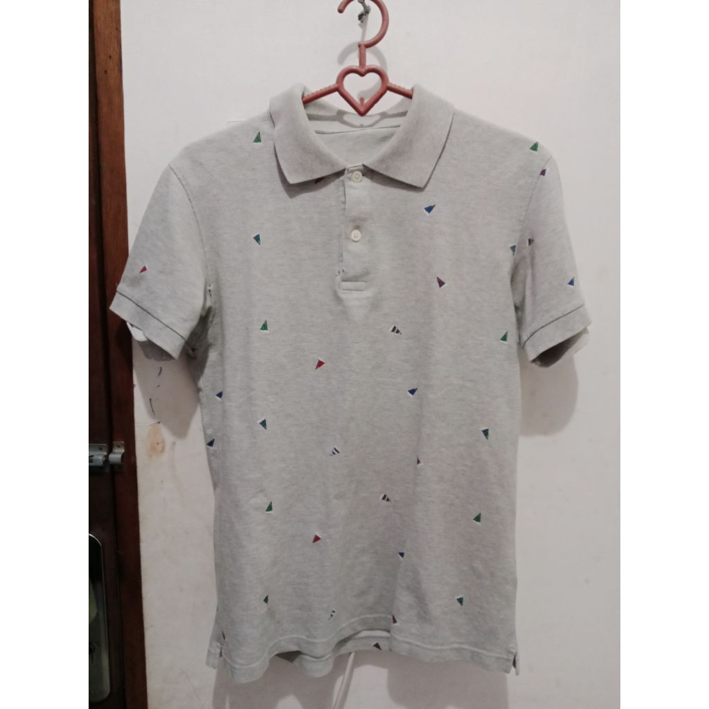fortified polo shirt pria abu abu uniqlo original second lengan pendek