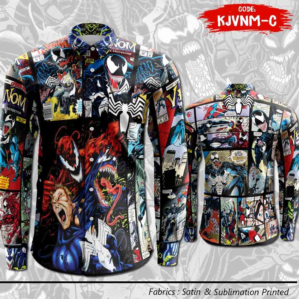 Kemeja Venom Comic Color, Kemeja Pria Wanita Motif Full Printing Terbaik