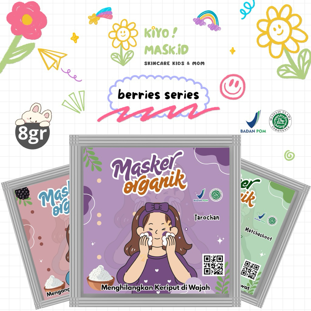 (10pcs) Masker Organik BPOM Terlaris/Masker Wajah Anak/Face Mask Organic/Masker Wajah Murah/Berries 