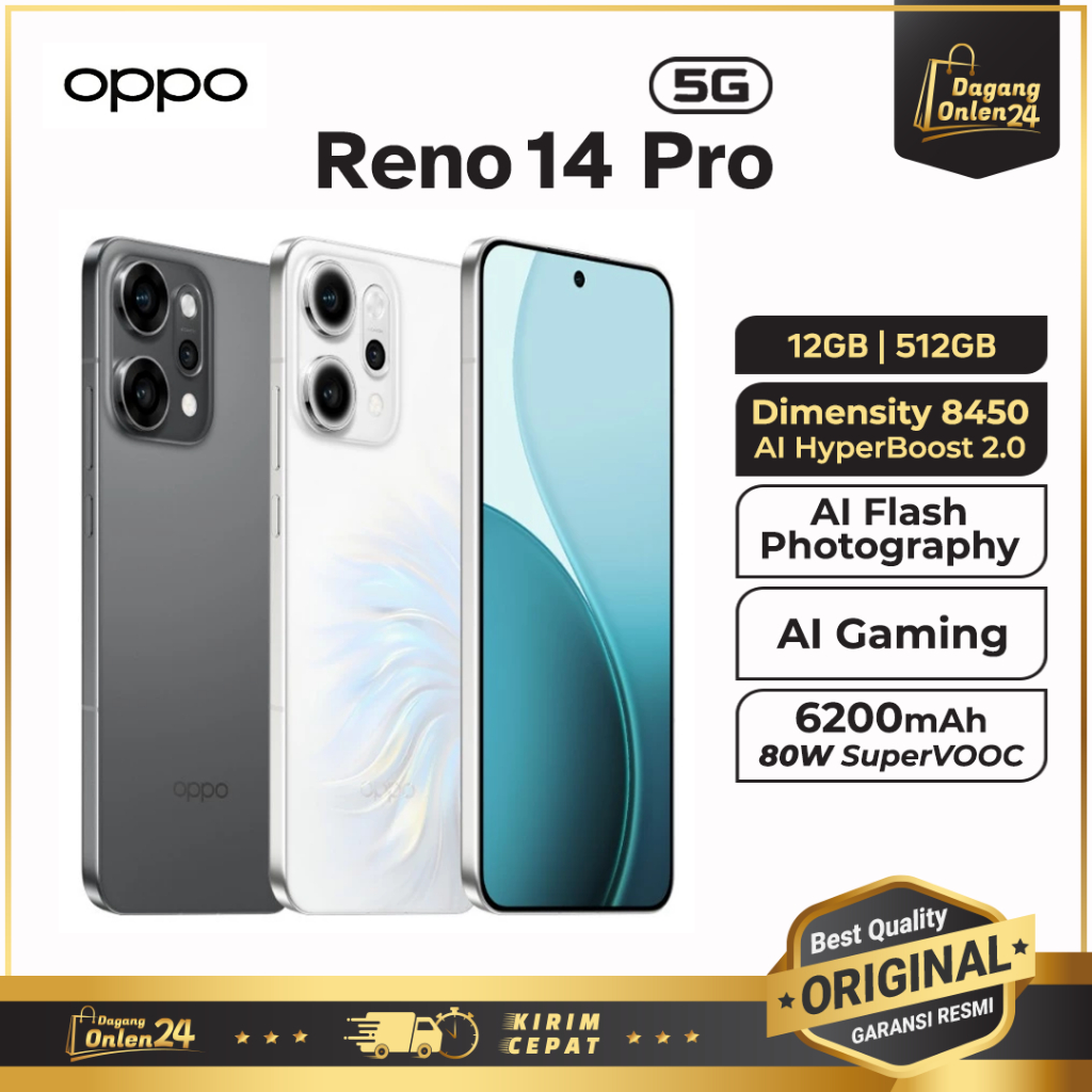 OPPO Reno14 Pro 5G 12+512GB Underwater 4K Photography Oppo HP Terbaru 2025 Original Garansi Resmi