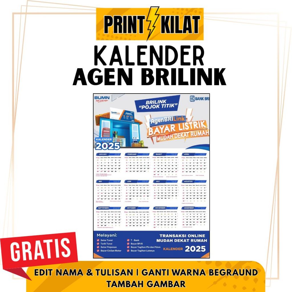 AgenBRILink Bayar Listrik Mudah Dekkat Rumah Kalender 2025