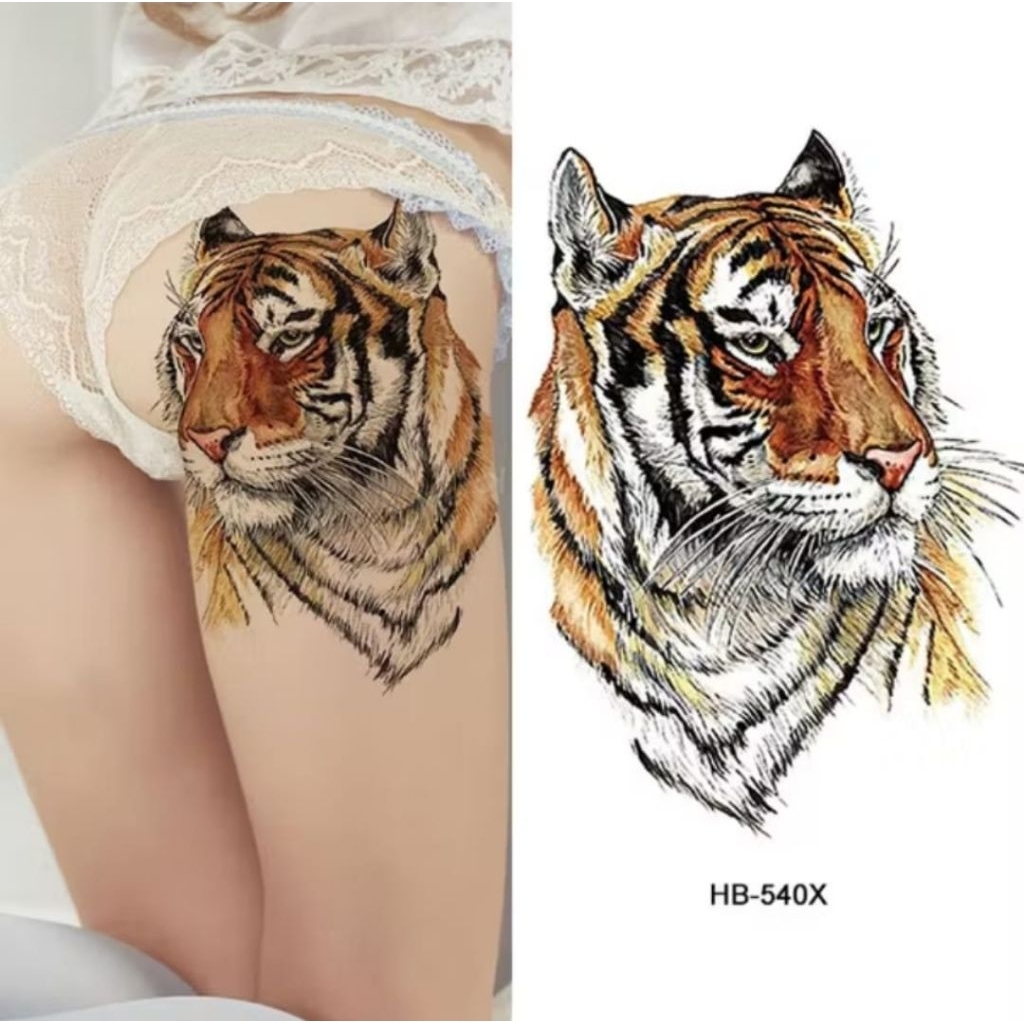 COD| Tatto temporer HB 540X HARIMAU size 21x15 tatto temporary stiker tatto tubuh tangan punggung da