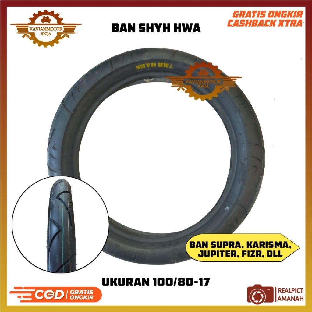 Ban Shyh Hwa Maxx 100/80-17 Tubeless Motor Supra Karisma Jupiter Fizr Ring 17 Ban Bebek Awet Grip Ku