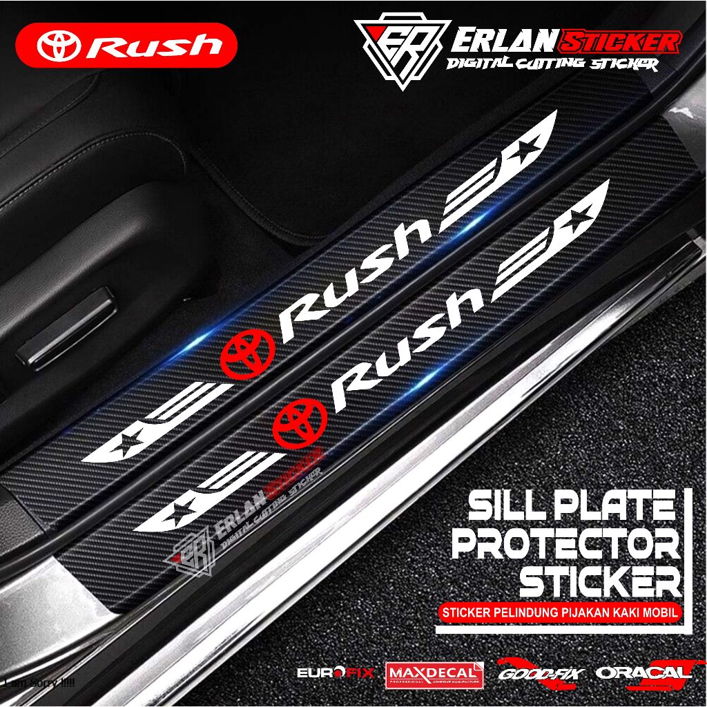 9pcs stiker sill plate carbon 3d mobil toyota rush stiker karbon 3d pelindung pijakan bumper bagasi 
