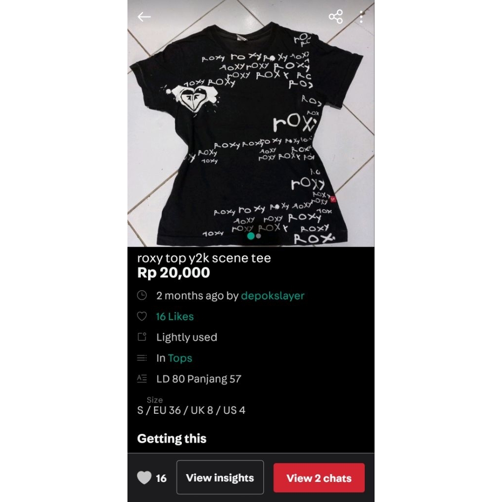 roxy top y2k scene tee