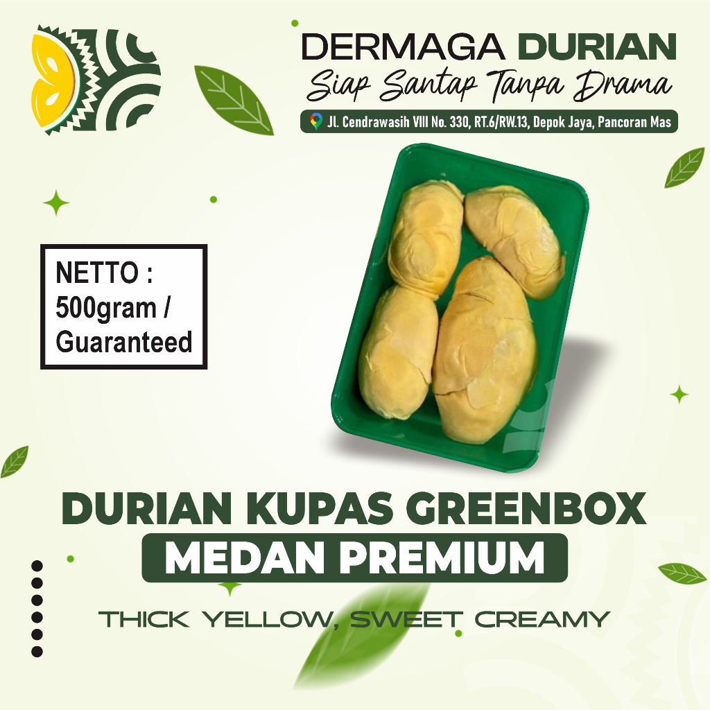 DERMAGA DURIAN DEPOK DURIAN MEDAN GREENBOX 500GR PREMIUM MANIS LEGIT | MEDAN & MONTONG PREMIUM