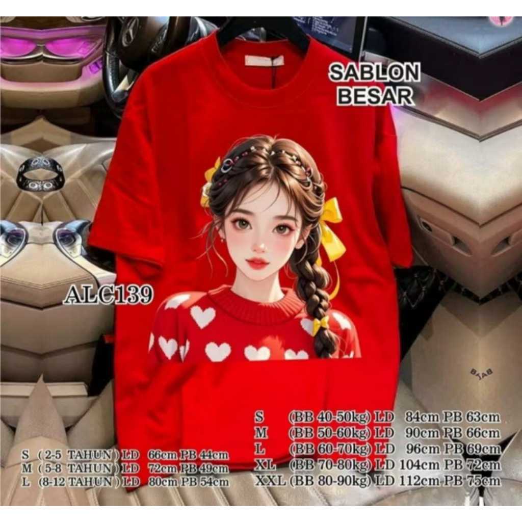 KAOS ATASAN WANITA MOTIF NEW GAMBAR LENGAN PENDEK KATUN BAJU COUPLE UNISEX SERAGAM KELUARGA