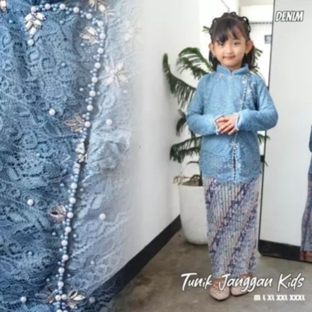 Ready Stok Kebaya Anak Model Janggan Brokat Untuk Usia 5-13Thun/fashion Anak/Kebaya Anak Brokat Paye