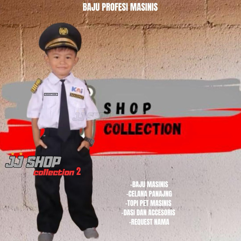 BAJU MASINIS ANAK , BAJU LROFESI MASINIS ANAK ,  BAJU MASINIS ANAK REQUEST NAMA KA Masinis Anak