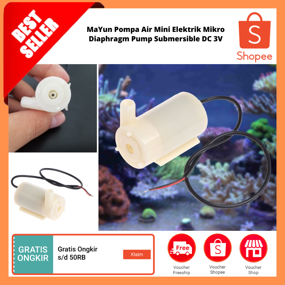 Pompa Air Mini Elektrik Mikro Diaphragm Pump Submersible DC 3V / Pompa Air Submersible Mikro Mini
