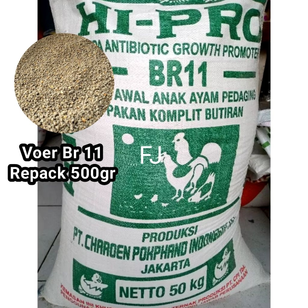 pakan ayam pedaging BR 11 HI-PRO pakan unggas repack 500gr