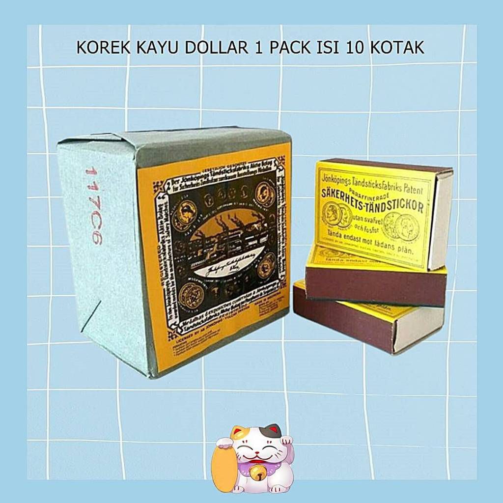 Korek Kayu Dollar 1 Pack isi 10 Kotak Korek / Korek Kayu Batangan / Korek Api Kayu