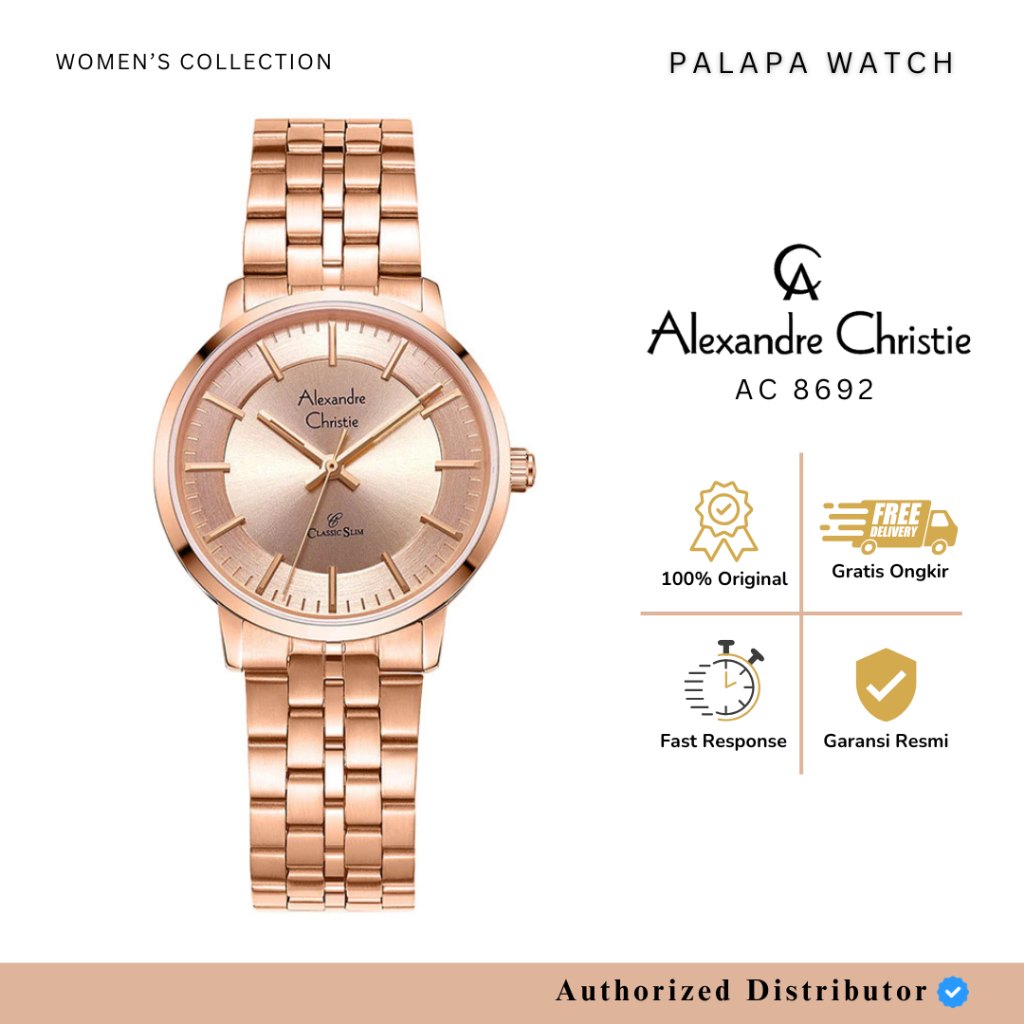 Jam Tangan Wanita Alexandre Christie AC 8692 / AC 8657 / AC 8694 Rantai Original