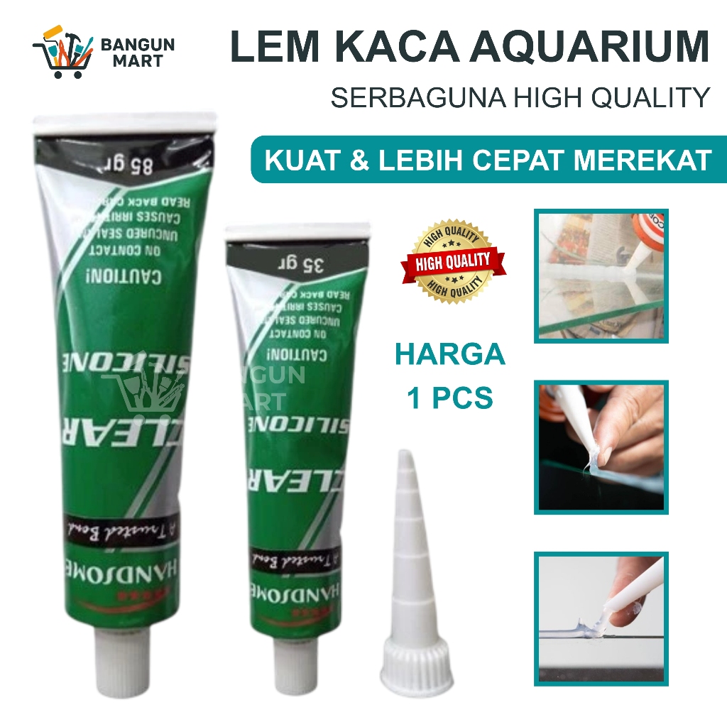 Lem Kaca Silicone Odol Tube Besar 85 gr gram Handsome Lem Kaca / 35 gram Lem Silicon Sealant Tube / 
