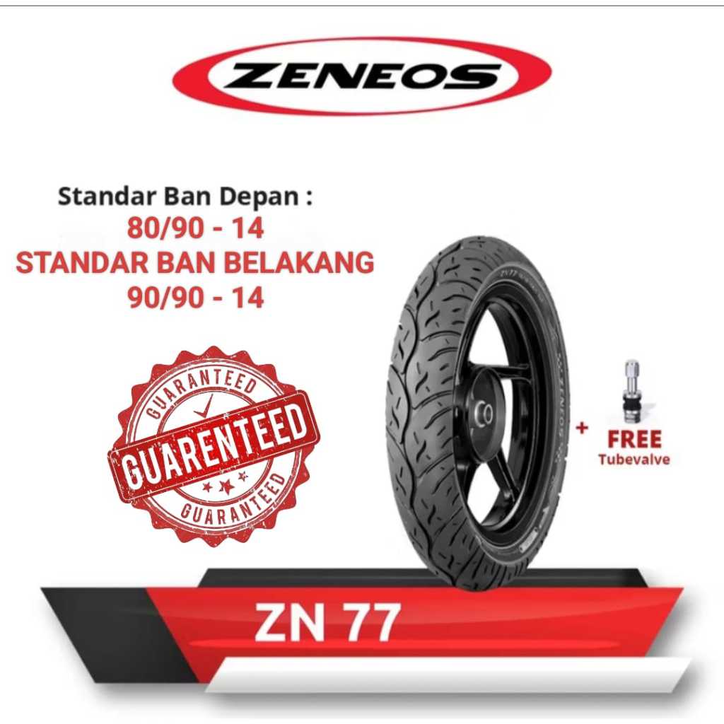 ( Gratis Pentil Tubeless) Zeneos ZN77 Tubeless Ban Motor Matic depan belakang vario beat Stabil - me