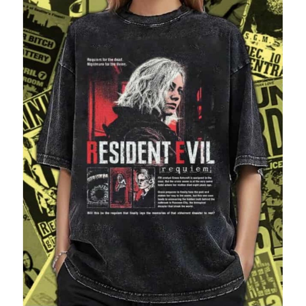 Kaos Oversize  Resident Evil | Cotton 24s Built-Up | Wash Vintage