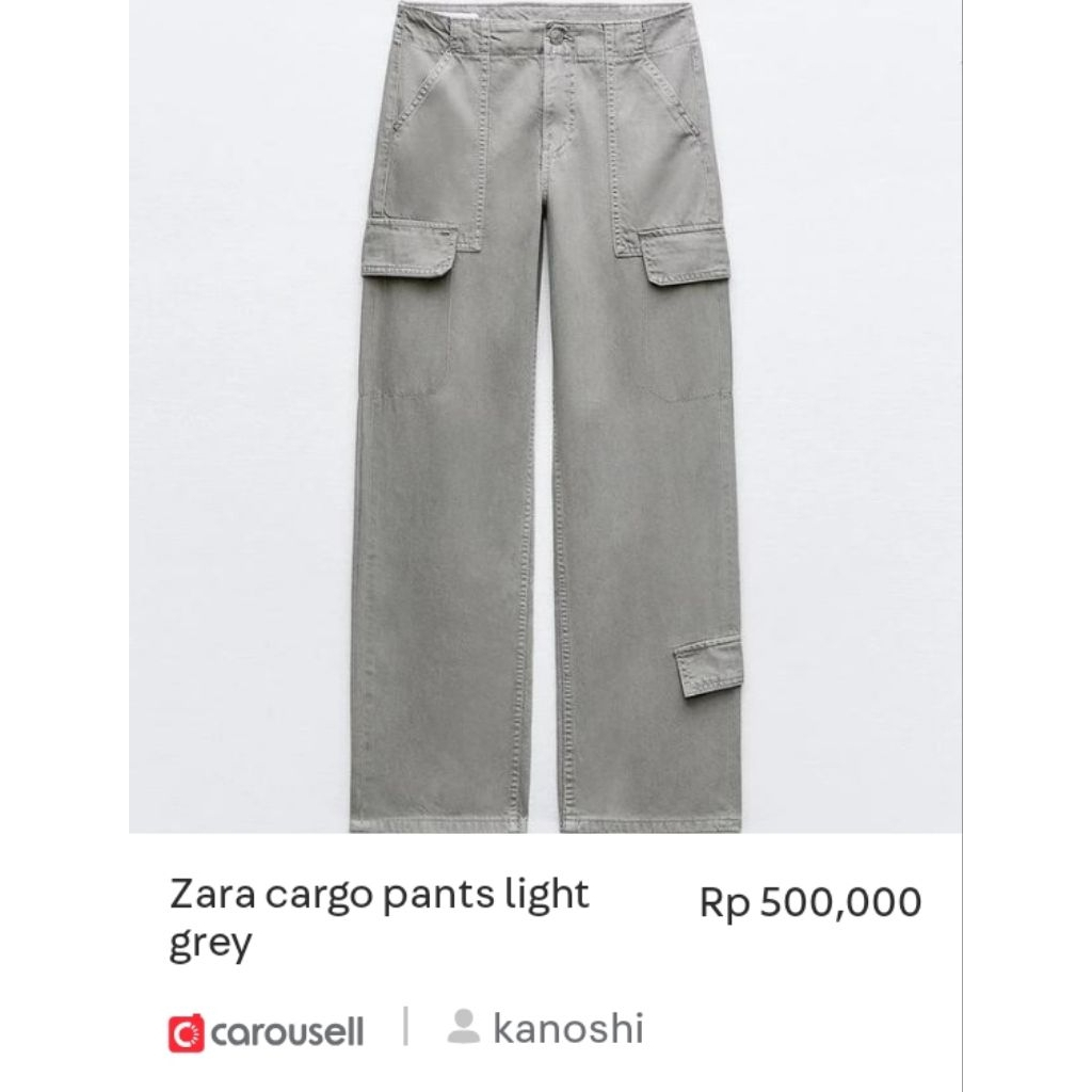 Zara women cargo pants (light grey)