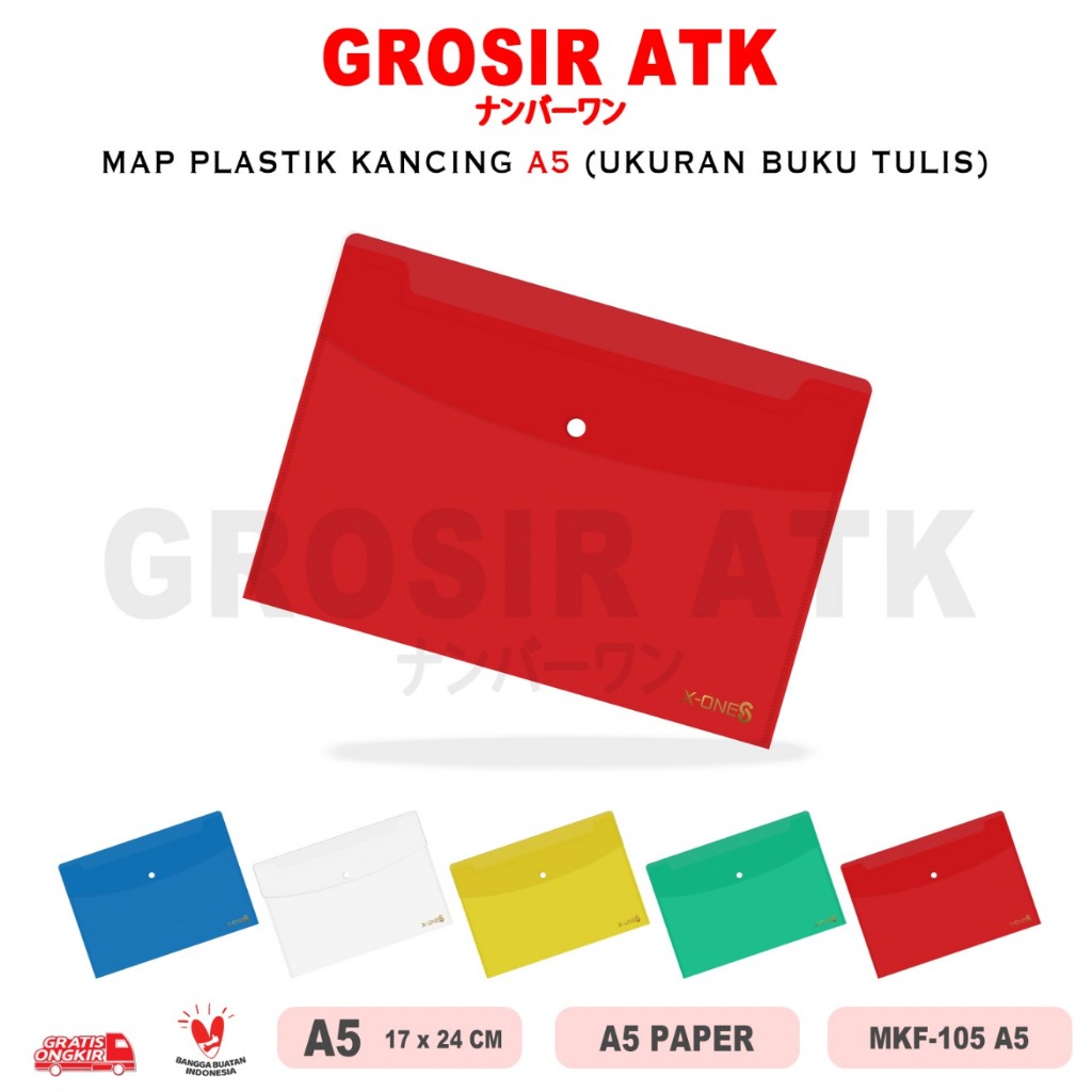 GROSIR ATK - MAP KANCING FIT UKURAN A5 MAP KANCING PLASTIK TRANSPARAN SEUKURAN BUKU TULIS KECIL
