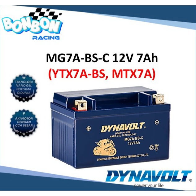 Dynavolt Aki Motor Kering Nano-Gel MG7A-BS-C 7Ah - Kawasaki KLX 230 Ninja 250 Karbu Original 100%