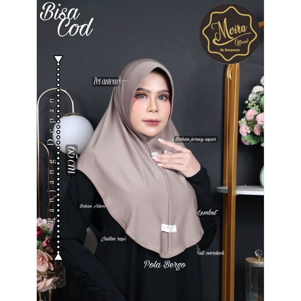 MOIRA HIJAB - HIJAB DAILY ANTEM BERGO SPORTY POLA OVAL MINI SIZE S FULL OVERDEX