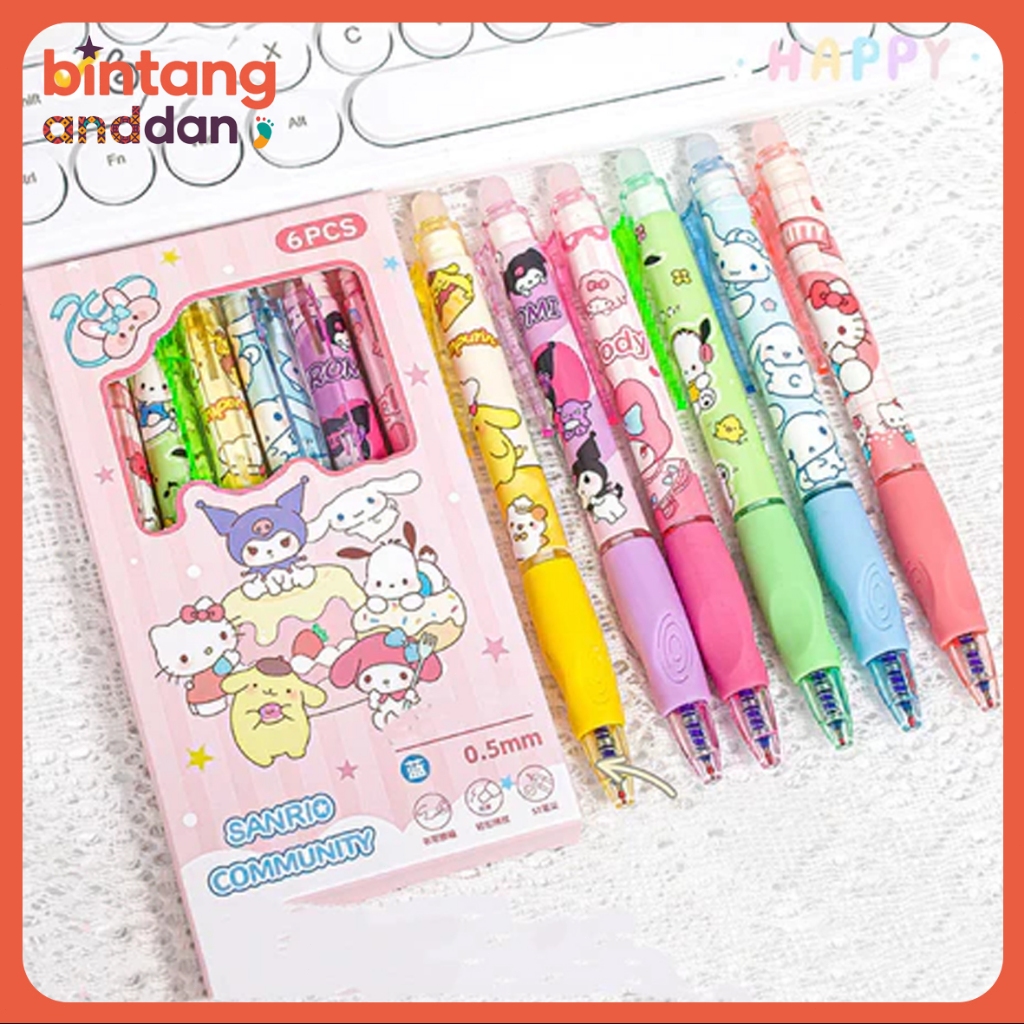 6 Pcs Pulpen Pena Set Lucu Bisa Hapus Pen Erasable Kartun Gel Pena Pena  Pena 1 Set Isi ulang biru