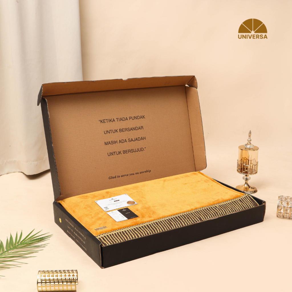 Universa Sajadah Jumbo GOLD XL - Sajadah Imam Polos Tebal Empuk Bulu Busa Rumbai Anti Slip