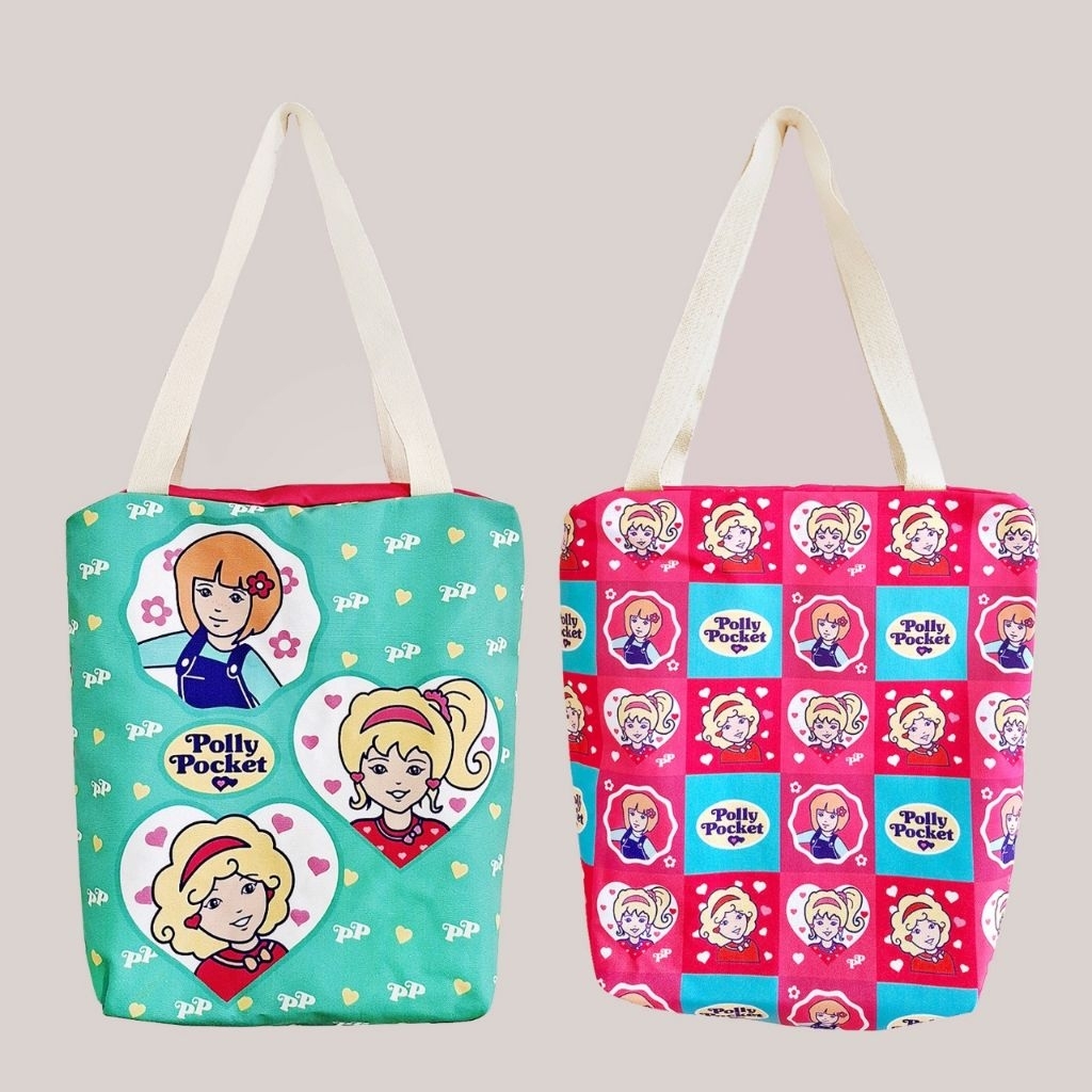 (StarGS) Tas Polly Pocket Tote bag dengan zipper - Fanmade Vintage Polly Pocket Merchandise