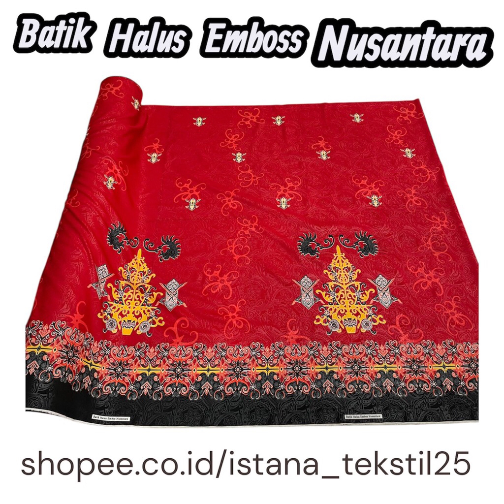 Kain Batik Khas Kalimantan Tengah Bahan Emboss Semi Sutera