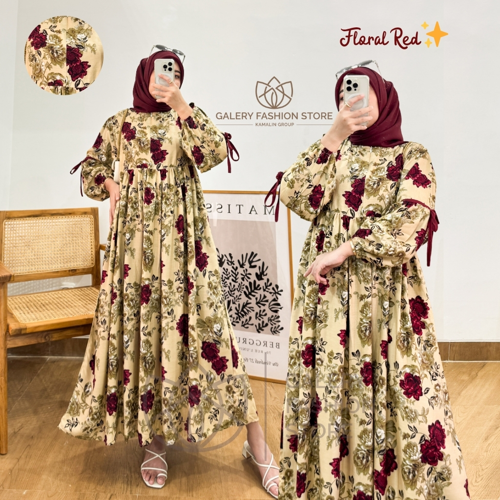 Midi Dress Rayon Premium Jumbo LD 130 Busui Illaya By Kamalin