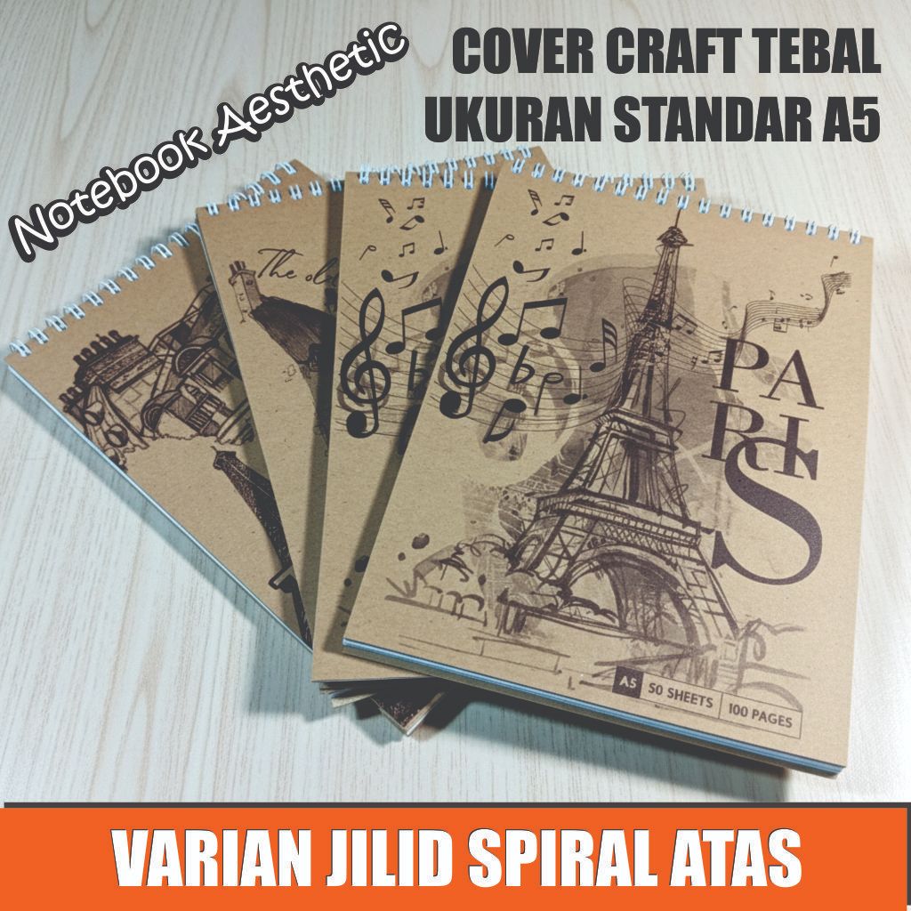 NOTEBOOK AESTHETIC A5 SPIRAL ATAS / Sketchbook / Buku Diary / Jurnal