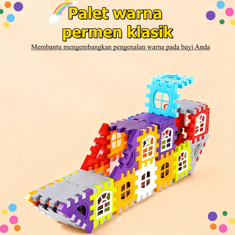 Mainan Edukasi Anak Balok Susun Puzzle Imajinasi Bentuk Rumah Puzzle Rumah Funny Block Mainan Anak