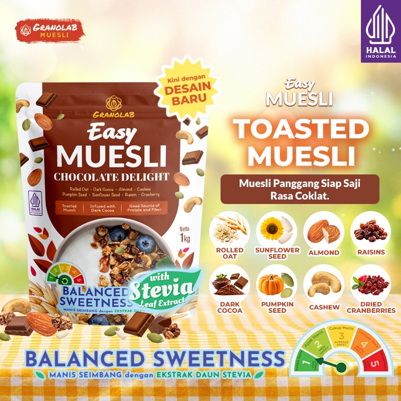 Easy Muesli Chocolate Delight - Toasted Muesli Coklat Siap Makan Granolab Muesli