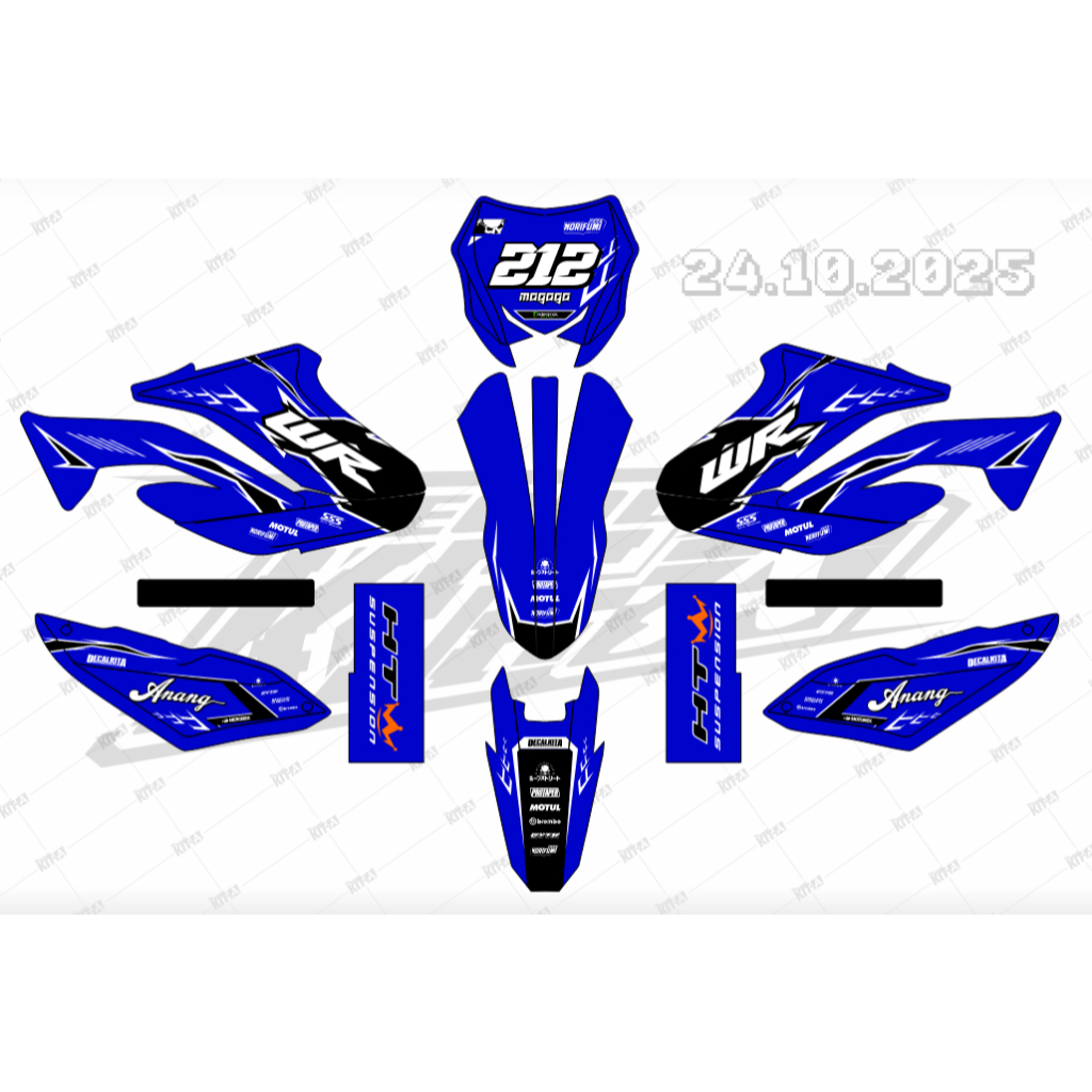 Decal stiker WR 155 Fullbody Terbaru Desain Custom Biru Candy Hologram Silver