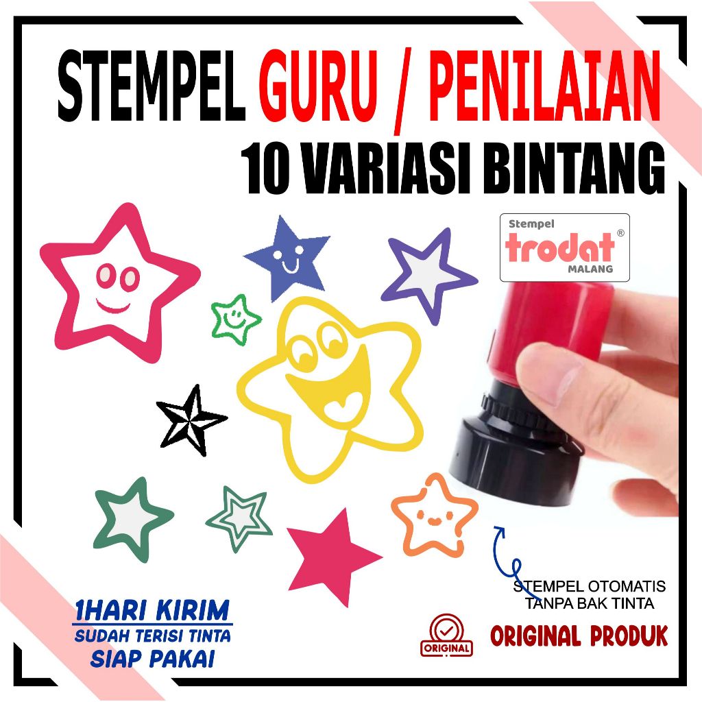 COD Stempel Guru Bintang [KECIL]Star Teacher Stamp Penilaian Rewards TK SD Anak Paud,Flash StampD17