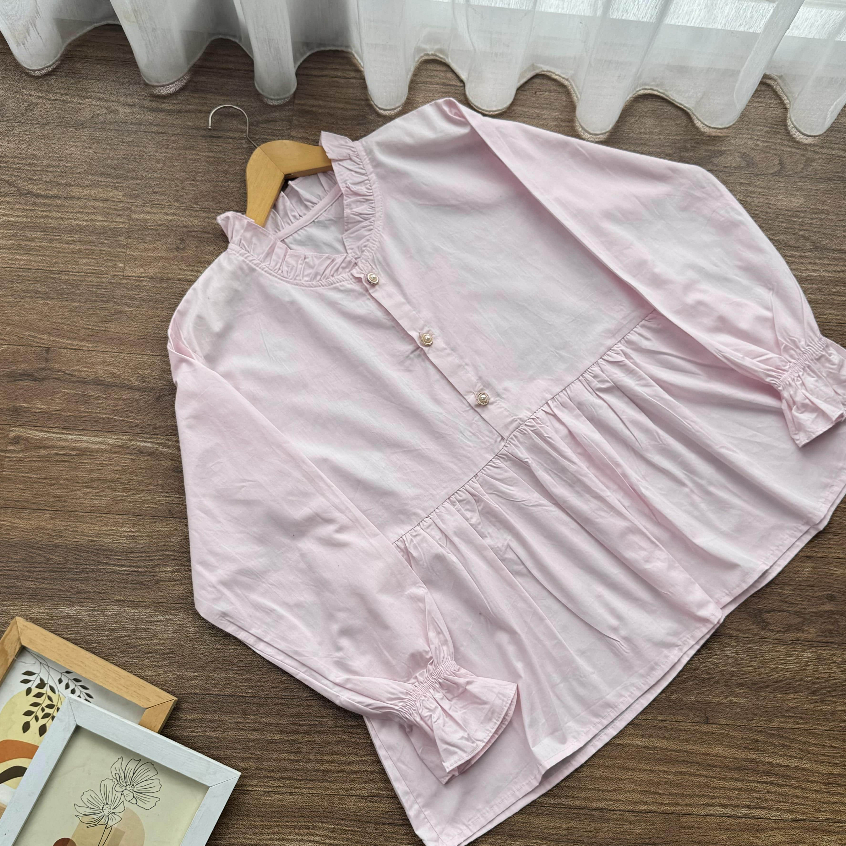 Big Sale Savanna Blouse Wanita Blouse Poplin Atasan Wanita Kancing Gold